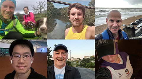 A montage of six images of people taking part in the challenge